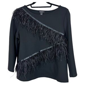Halogen Women’s 3/4 Sleeve feather zig zag top with sz M